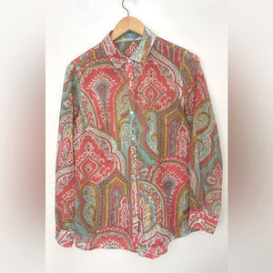 J. McLaughlin button down shirt Blouse in Paisley Garden Shirt medium